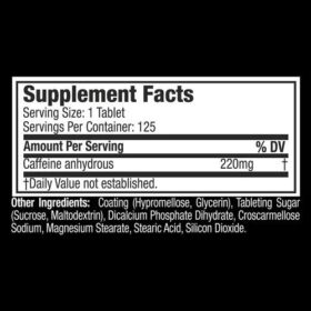MuscleTech Caffeine nutrition facts
