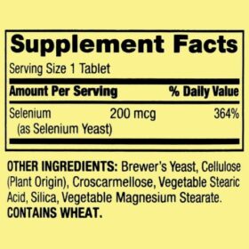 Spring Valley Selenium 200 mcg Tablet supplement facts