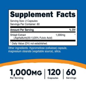 Nutricost Shilajit capsule Supplement Facts