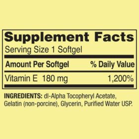 Spring Valley Vitamin E 400 IU Supplement Facts