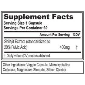 Evlution Nutrition Shilajit Capsule Supplement Facts