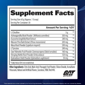 GAT Sport Libido Boost Supplement Facts