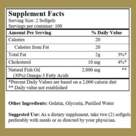 Golden Alaska Deep Sea Fish Oil 1000mg Supplement Facts