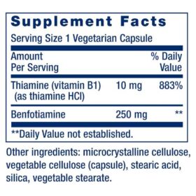 Life Extension Mega Benfotiamine 250 Mg Capsules Supplement facts